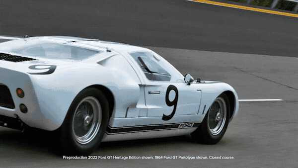 Preproduction 2022 Ford GT Heritage Edition GIF